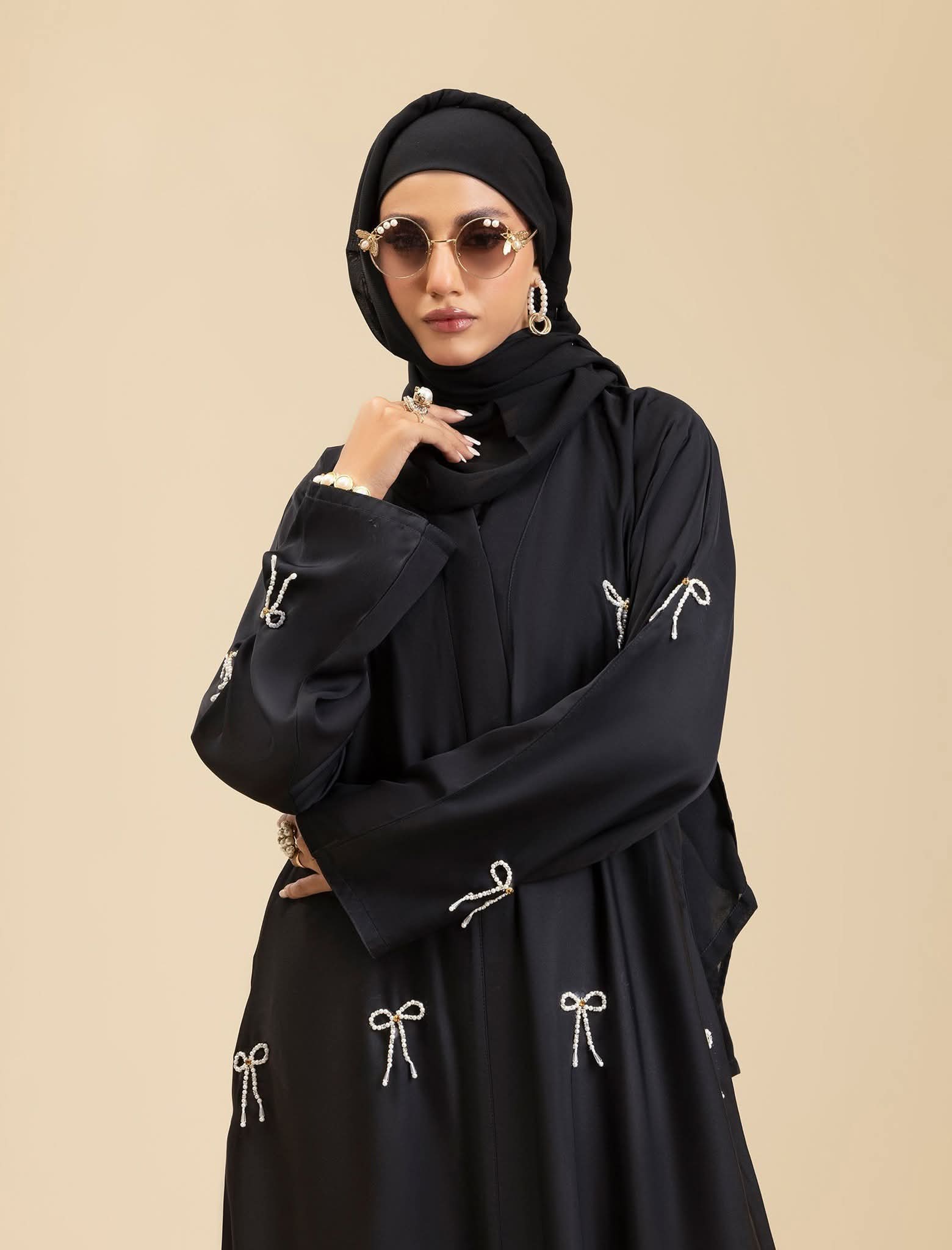 Arabian Gown Borka with Hijab and Embroidery, 6 Colours