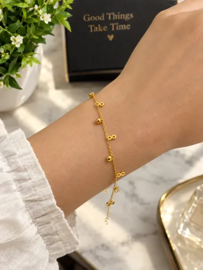 Anti-Tarnish Golden Infinity Charm Bracelet