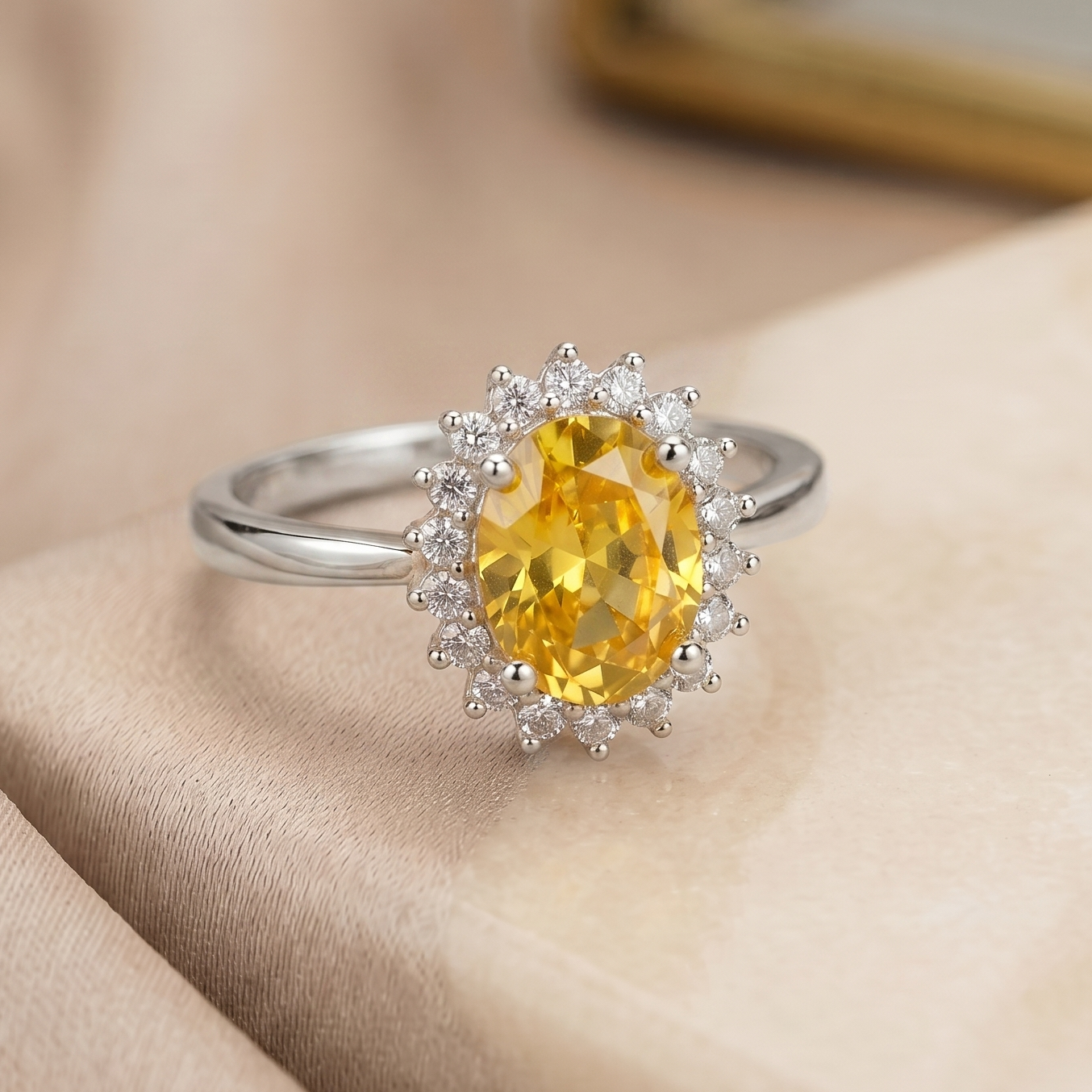 Luminous Embrace  Brilliant Center Stone with Twisted Band Womens Ring
