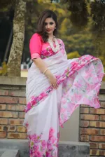 Chanduri Silk Digital Print Saree with Blouse Piece, 6 Colours