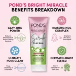 Pond's Bright Ultimate Miracle Pore Clear Clay Bha Facial Scrub 100g (Indonesia)