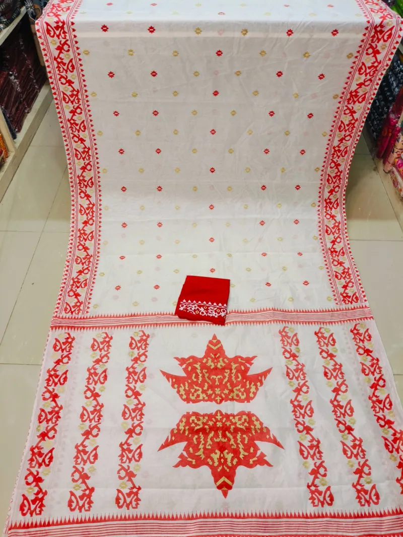 Half Silk Screen Print Saree with Blouse, 6 Colours