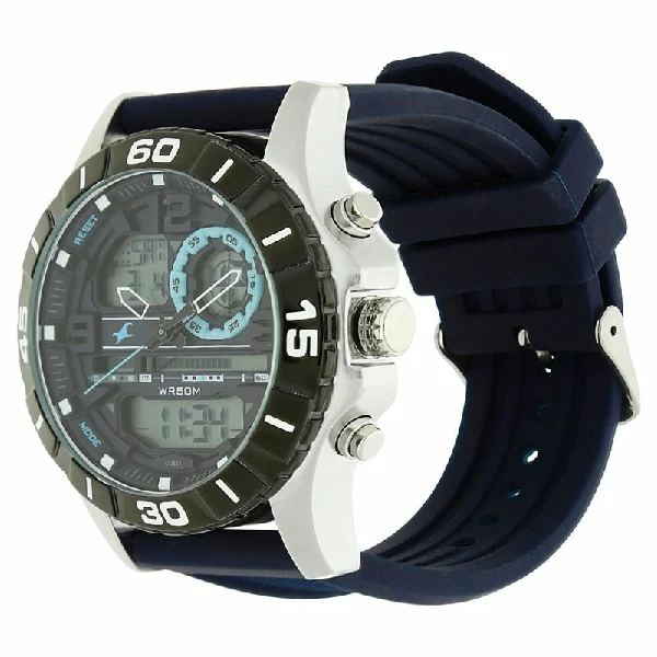 Fastrack NS38035SP02 Quartz Analog Digital Grey Dial Silicone Strap Watch