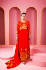 Women's Georgette Lehenga Party Dress with Embroidered Orna, 44 Inch