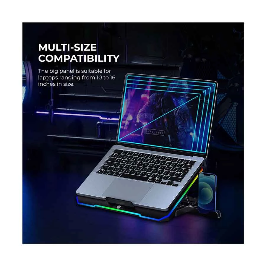 Havit Gamenote F2069 RGB Black Laptop Cooler with Mobile Holder