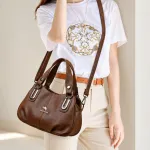 Premium Multi-Compartment Designer Handbag - Brown