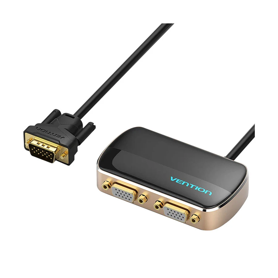 Vention DBABF VGA 1 In 2 Out Splitter, 1 Meter, Black & Gold