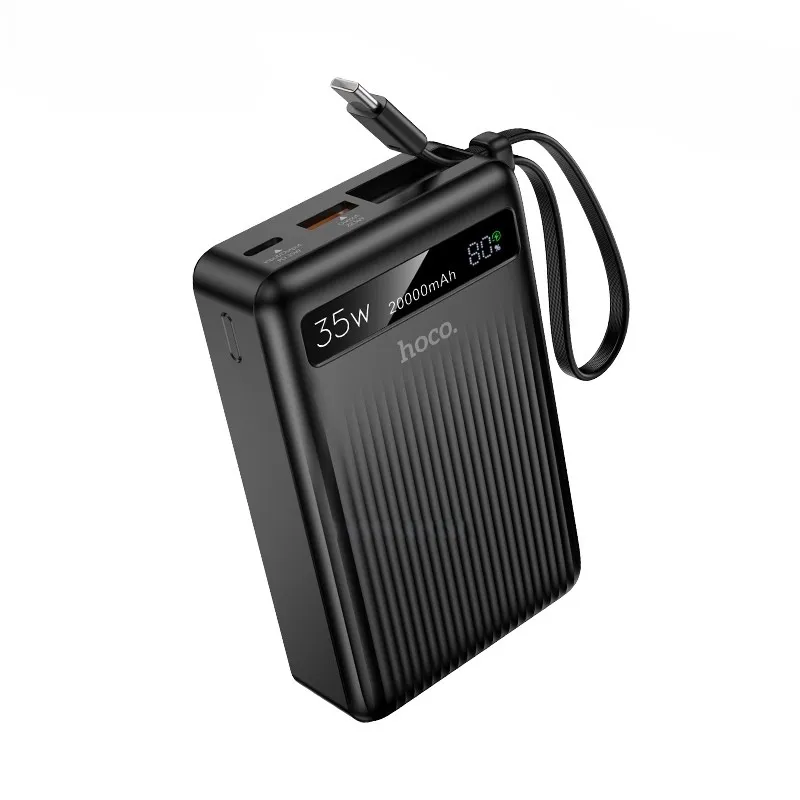 Hoco MMJ-04 20000mAh 35W PD Fast Charging Power Bank with Built-in Type-C Cable, LED Digital Display, QC3.0 & 22.5W Super Fast Charger for iPhone, Samsung, iPad & Type-C Devices