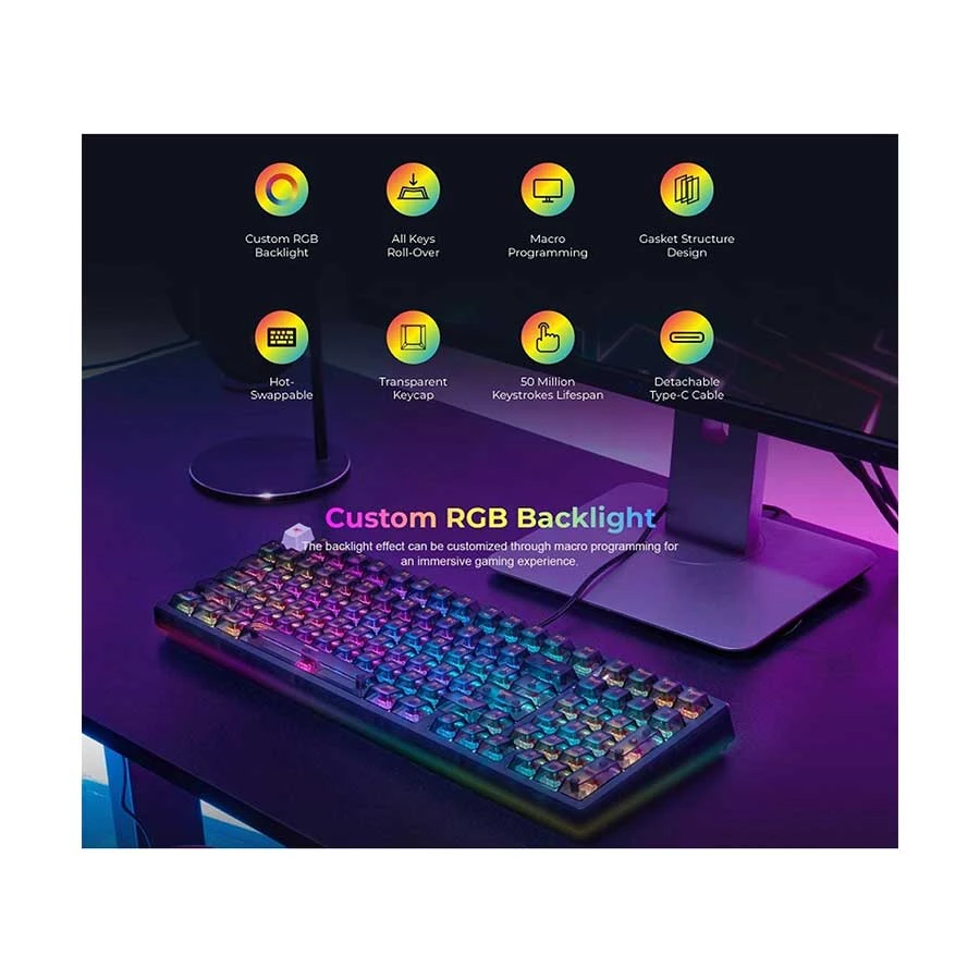 Havit Gamenote KB875L RGB Red Switch Mechanical Keyboard Black