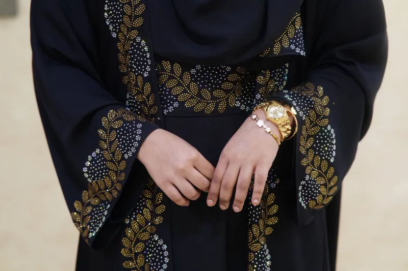 Nurjahan Abaya with Golden and White Stone Work, 250 Gher