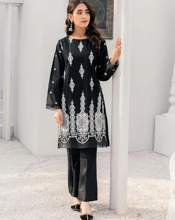 Soft Cotton Two Piece with Full Body Embroidery, 6 Colours