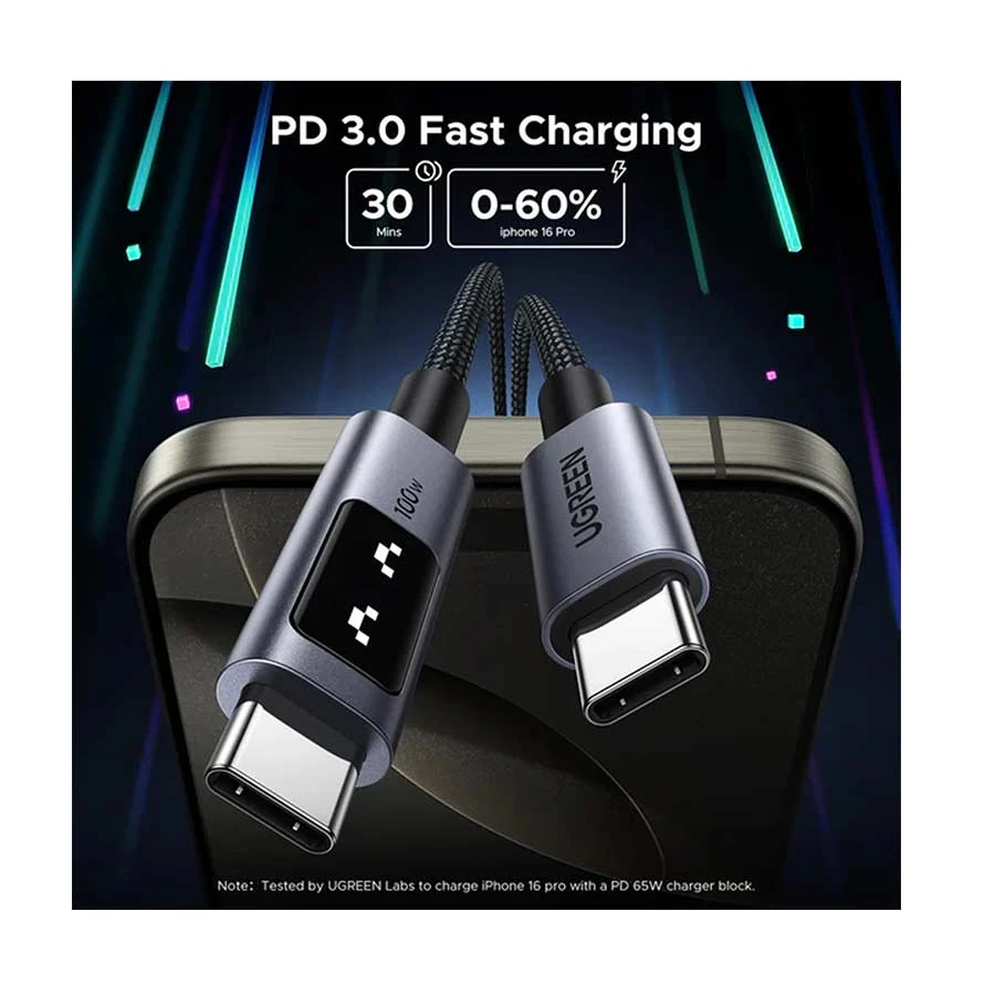 UGREEN Uno L509 35512 100W USB-C to USB-C 2 Meter Black Cable