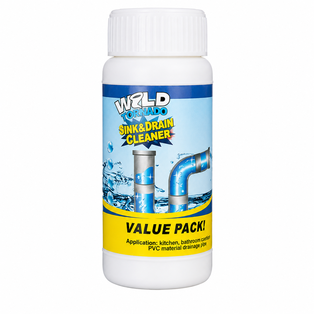 Wild Tornado Powerful Drain Cleaner Powder – Fast-Acting Pipe Dredging Agent for Clogged Kitchen Sinks, Bathrooms, Grease & Hair Removal