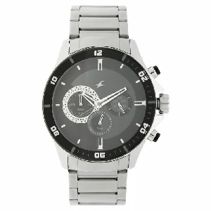 Fastrack NS3072SM02 Big Time Quartz Chronograph Black Dial Stainless Steel Strap Watch