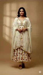 Women's Linen Three Piece with Embroidery and Sequin Work