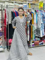 Women's Screen Print Three Piece, AC Cotton Kameez, Sizes 38 to 44