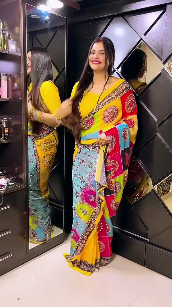 Alpana Digital Print Saree with Stone Work, 12.5 Haath