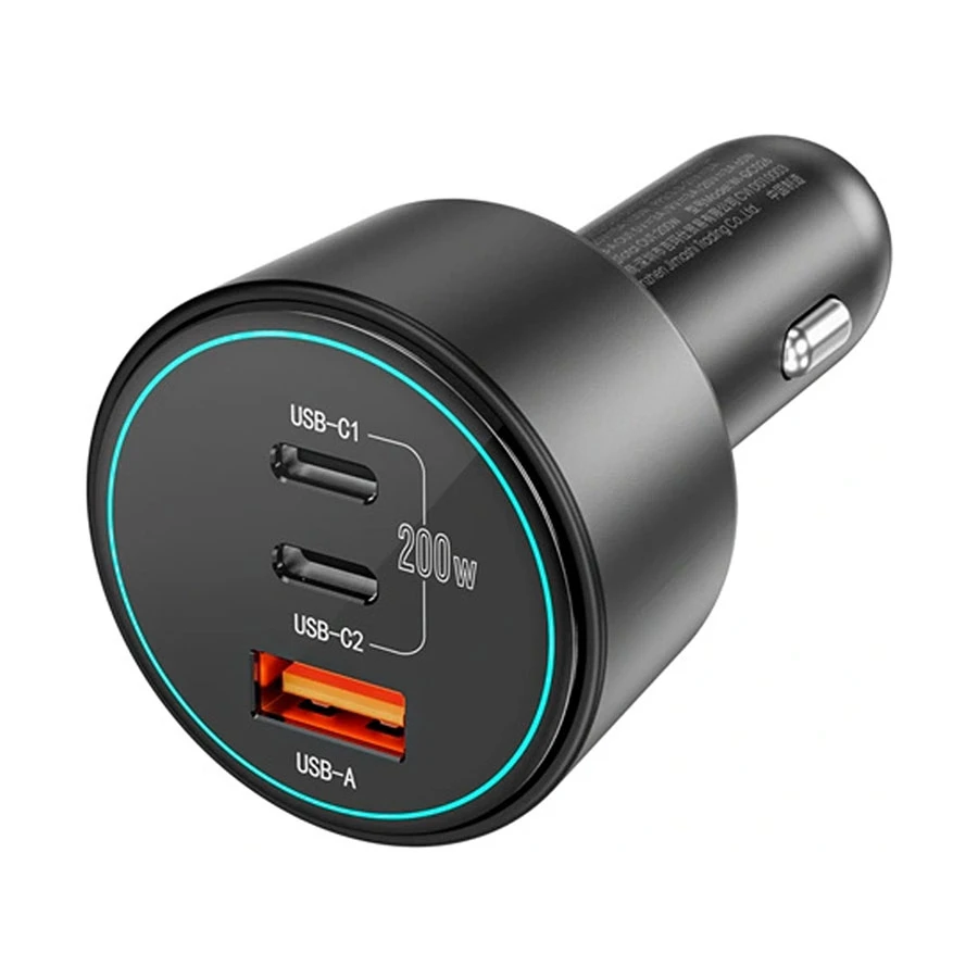 WiWU Starship 200W 3 Ports Black Car Charger (2xUSB-C & 1xUSB-A)