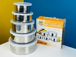 Stainless Steel Food Container Storage Box With Cover 5 In 1 Set