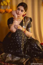 13 Haath Dhupian Silk Saree in Screen Print with Afsan Work