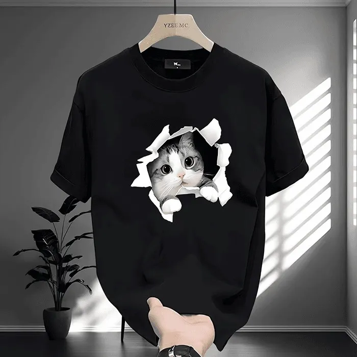 Men's Breathable Drop Shoulder T-Shirt, 220 GSM Cotton-Spandex