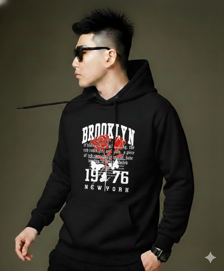DTF Printed Drop Shoulder Cotton Hoodie, Chest 40 to 46 Inch
