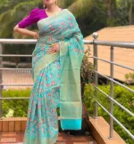 Half Silk Screen Print Saree with Hand Printed Design, 6 Colours