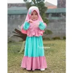 Girls' Borka Set with Hijab in Cherry Fabric, 2 to 6 Years