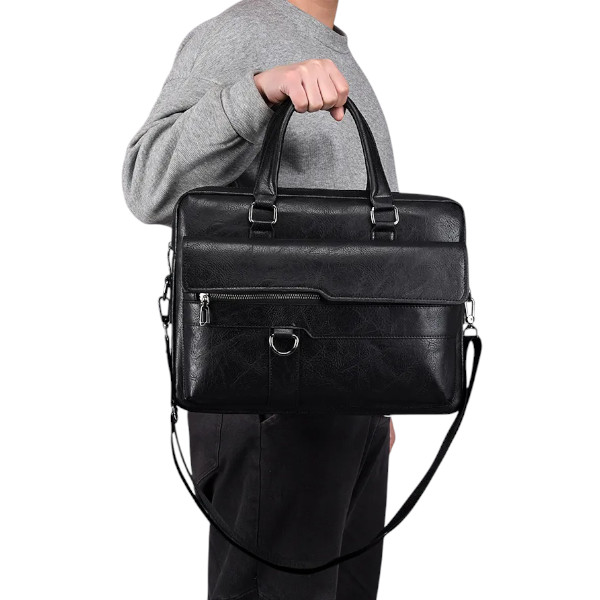 Amsburg Laptop Leather Bag(Black)