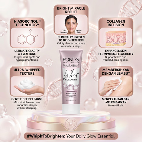Pond's Bright Miracle Ultimate Clarity Collagen Whip Foam 100g (Indonesia)