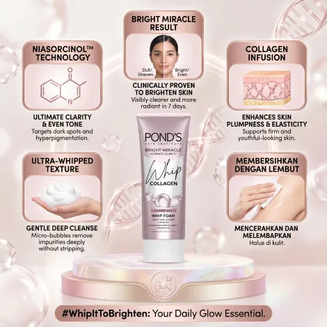 Pond's Bright Miracle Ultimate Clarity Collagen Whip Foam 100g (Indonesia)