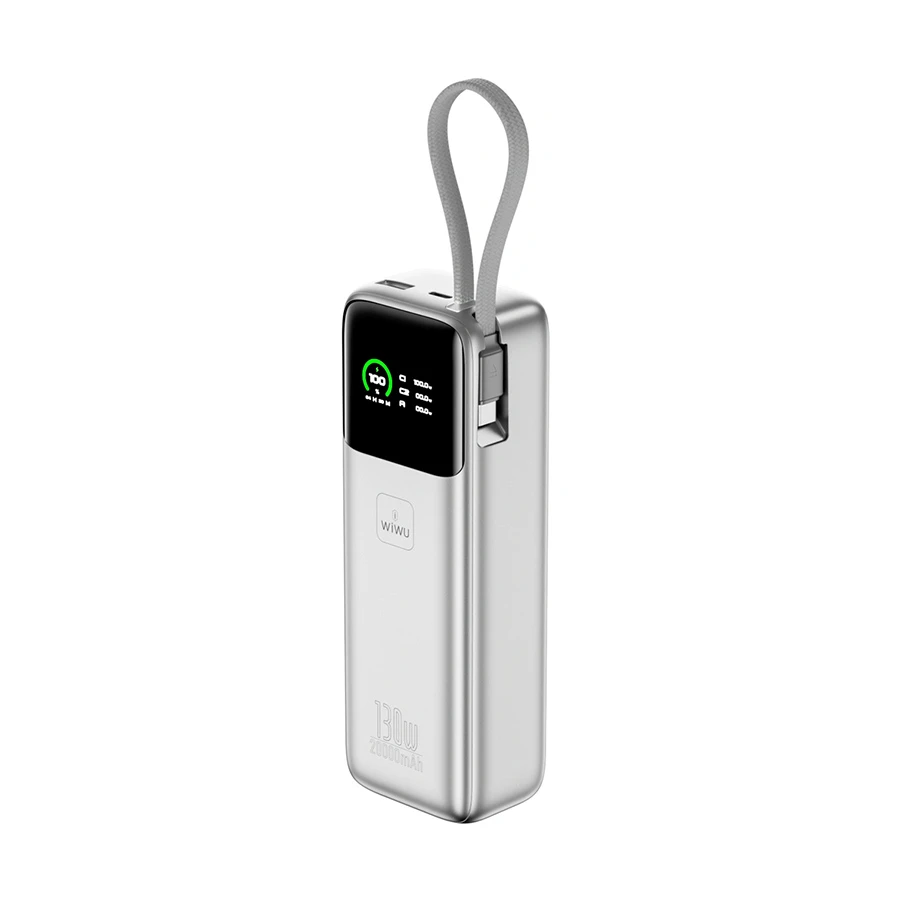 WiWU Power Mega 20000mAh 130W Power Bank with Digital Display Silver