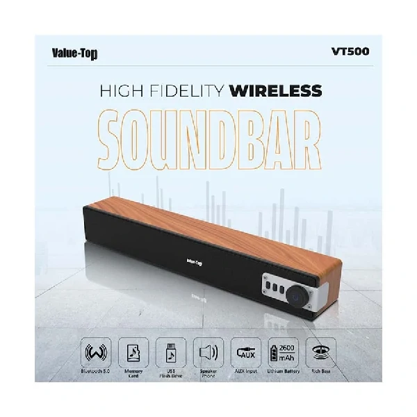 Value Top VT500 Wooden-Black Bluetooth Soundbar