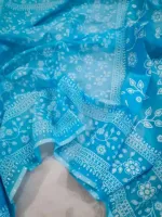 Glitter Screen Print Half Silk Saree, 12 Haath, No Blouse