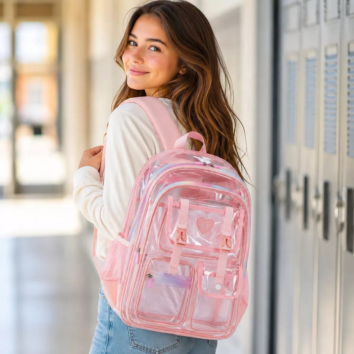 Sesame Baby Cute Transparent Waterproof Kids Backpack - Pink