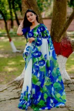 Women's Chanderi Silk Saree with Modern Digital Print, 5 Colours
