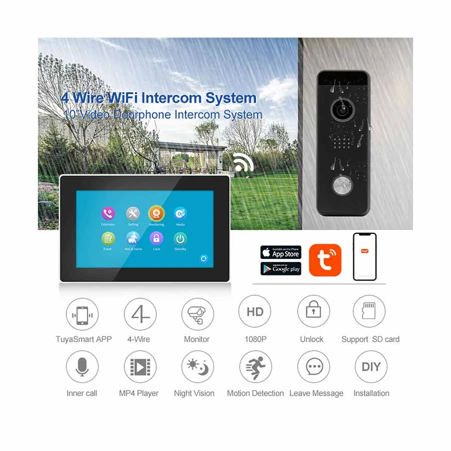 SmartX SX86121+SX84207B Wi-Fi Video Doorbell with 10 Inch Display