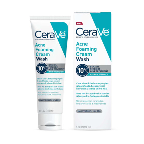 Cerave 10% Benzoyl Peroxide Acne Foaming Cream Wash 150ml (USA)