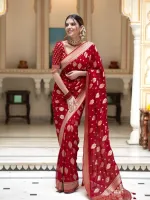 Women's Dhupian Saree with Afsan and Block Print Work