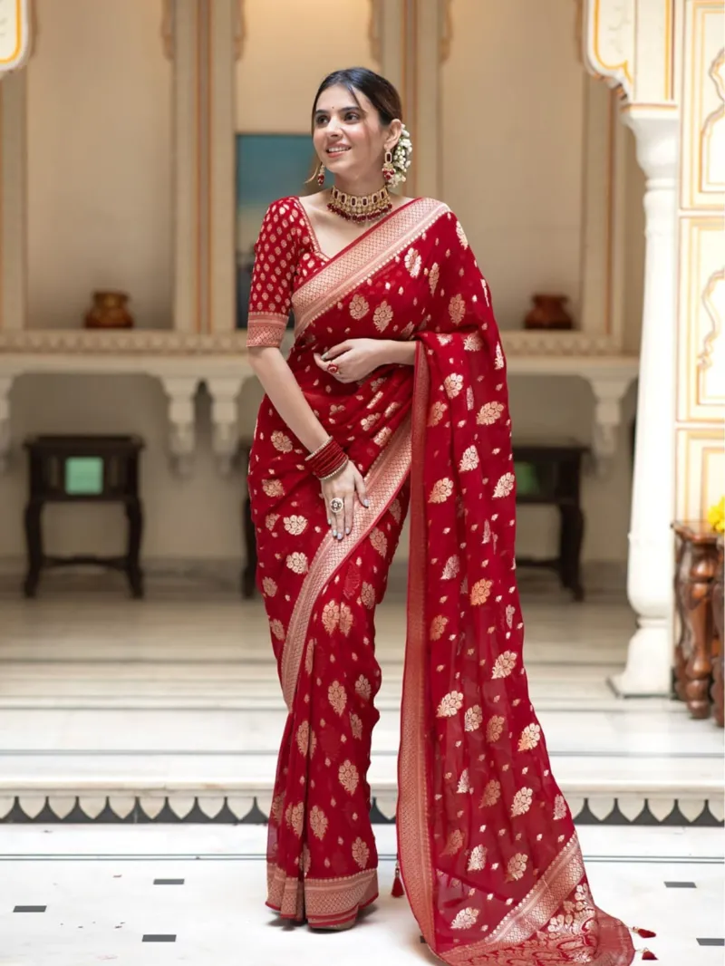 Women's Dhupian Saree with Afsan and Block Print Work