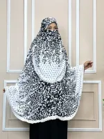 Viscose Cotton Long Hijab with Niqab, Back 50 Inch, 6 Colours