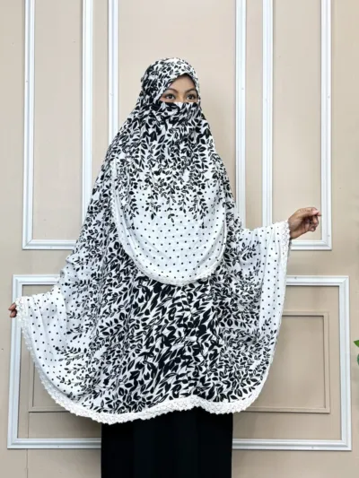 Viscose Cotton Long Hijab with Niqab, Back 50 Inch, 6 Colours
