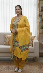 Unstitched Hand Print Three Piece, 45 Inch Kameez, 90 Inch Orna