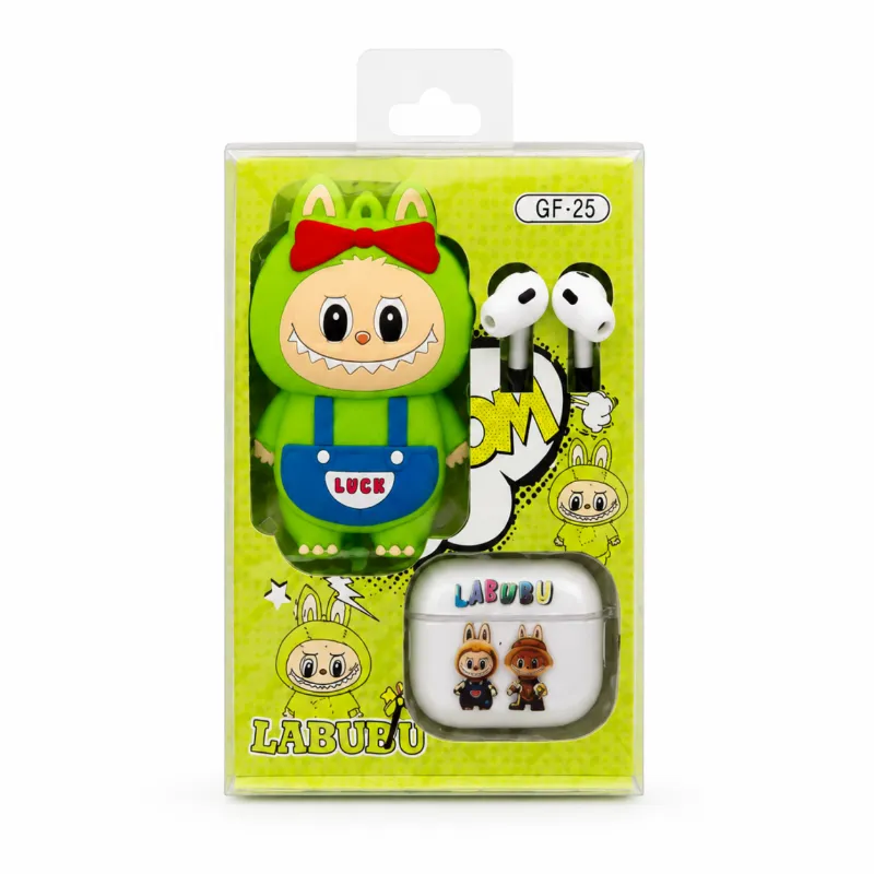 Labubu Doll Wireless Earbuds Set – Cute Pop Mart The Monsters Character Case with Crystal Clear Sound, Deep Bass & Bluetooth TWS Earphones