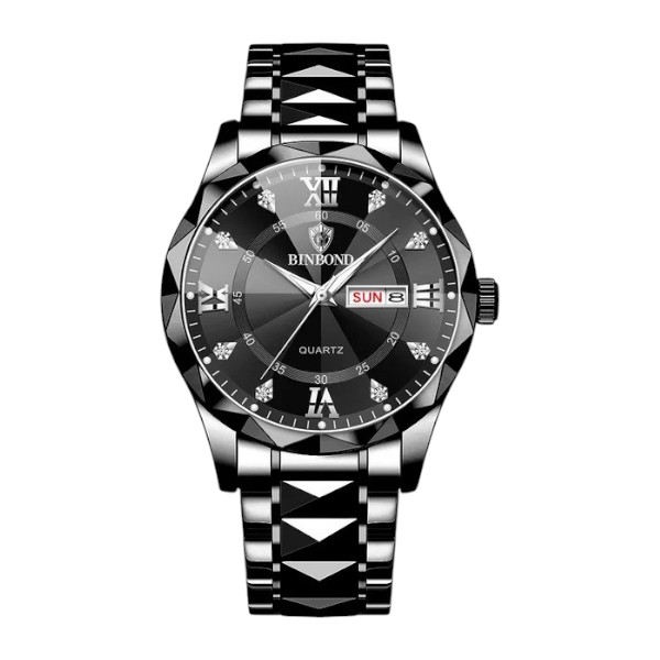 BINBOND 2521 Luxury Brand Luminous Quartz Watch For Men (full black)