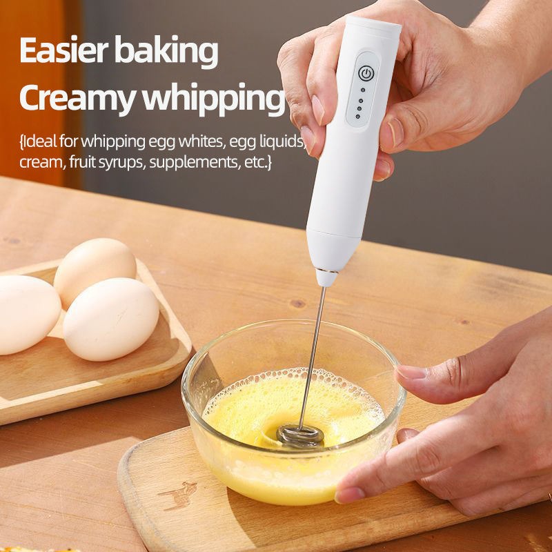 Rechargeable Stainless Steel Coffee & Milk Frother – 3-Speed Adjustable Handheld Electric Whisk with Type-C Charging for Coffee, Milkshake, Eggs & Lassi