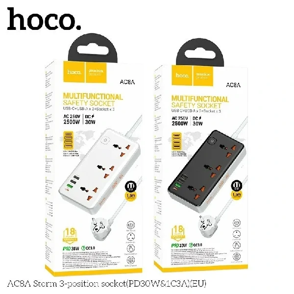 Hoco AC8A Storm 3-Position Socket (PD30W/1C3A) (EU)