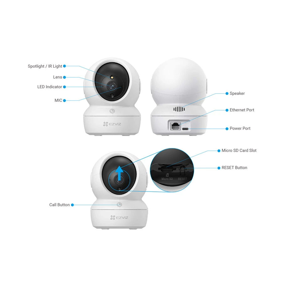 EZVIZ H6c Pro 2K (4mm) (3.0MP) Wi-Fi Dome IP Camera