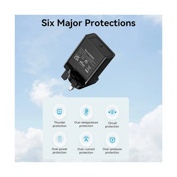 Vention FADB0-UK 1-Port USB-C 20W Black Charger