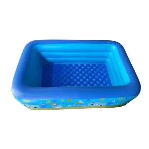 Sangda Three-Ring Rectangular Inflatable Pool with electric Pump – 210 cm